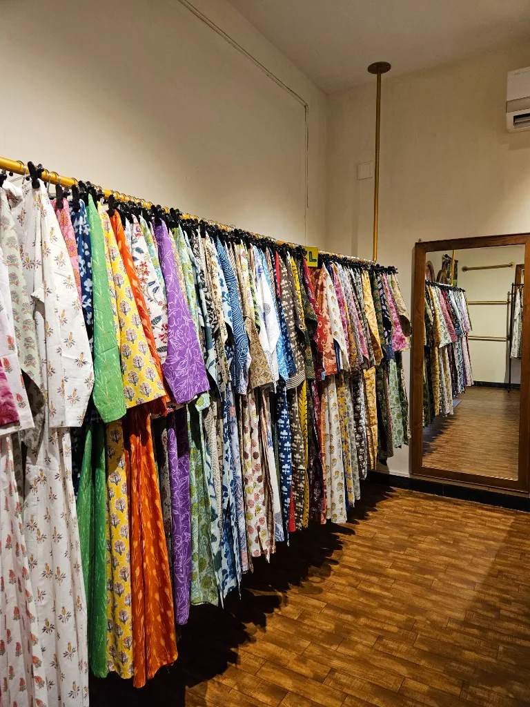 Sarees displayed in the MuRa@23 store